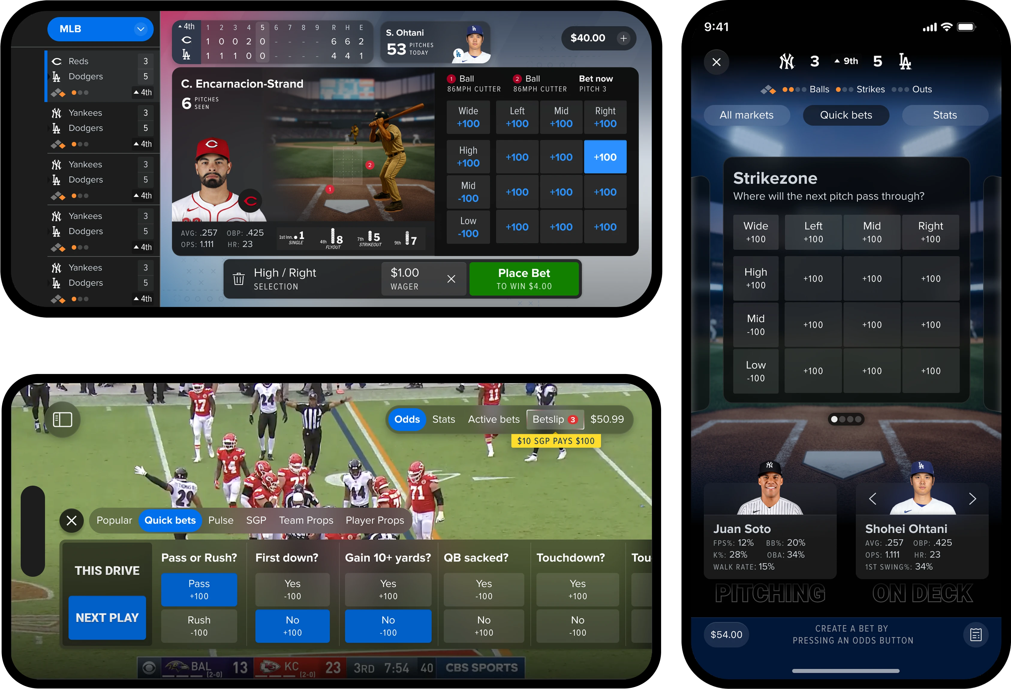 Quick bets exploratory concept screens