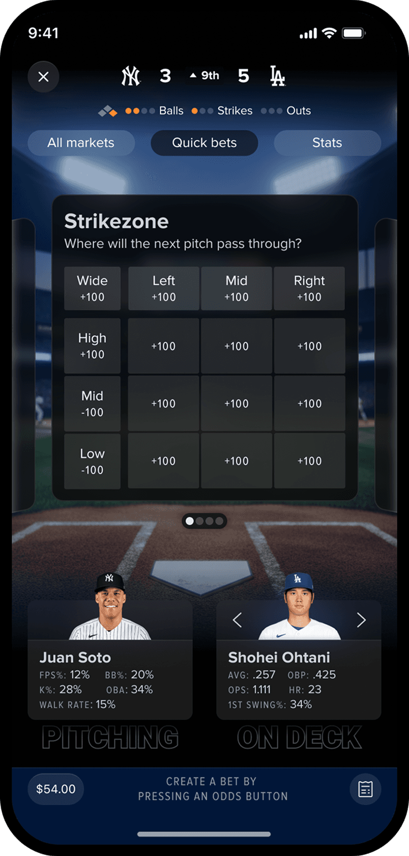 Quick Bets MLB strike-zone market